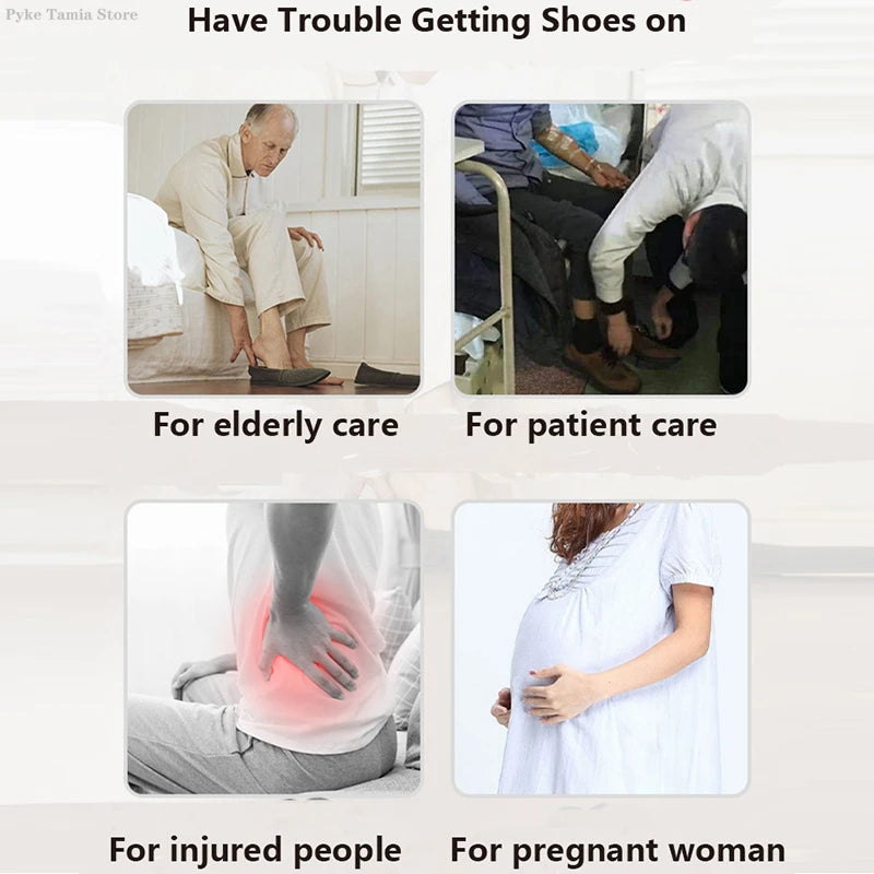 Extra Long Shoe Puller Shoehorn Black Plastic Shoe Horn Lazy Shoe Lifter Flexible Shoes Accessory for Pregnant Backache Elderly