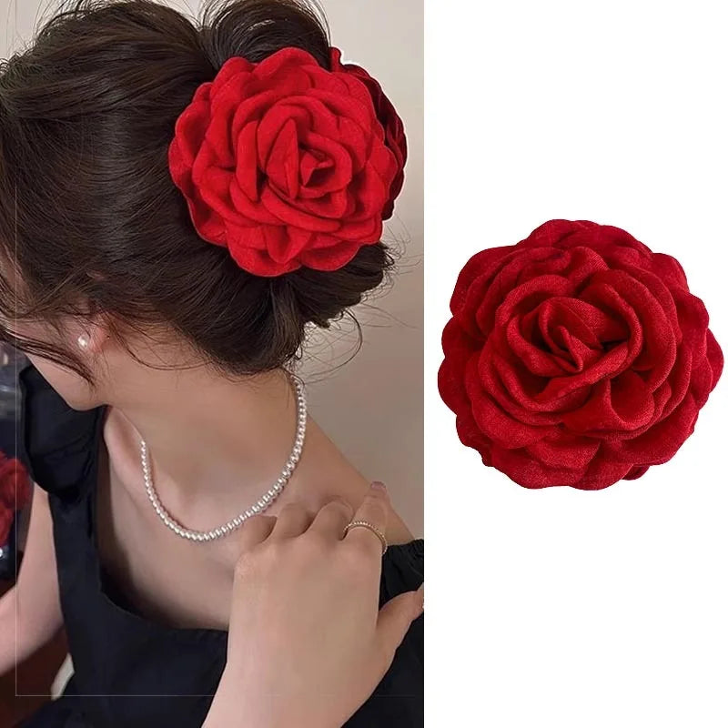 Fabric Rose Flower Hair Claw Clips For Women Girls Hair Clip Barrette Hairpins Hair Clamps Headwear Hair Accessories Gift