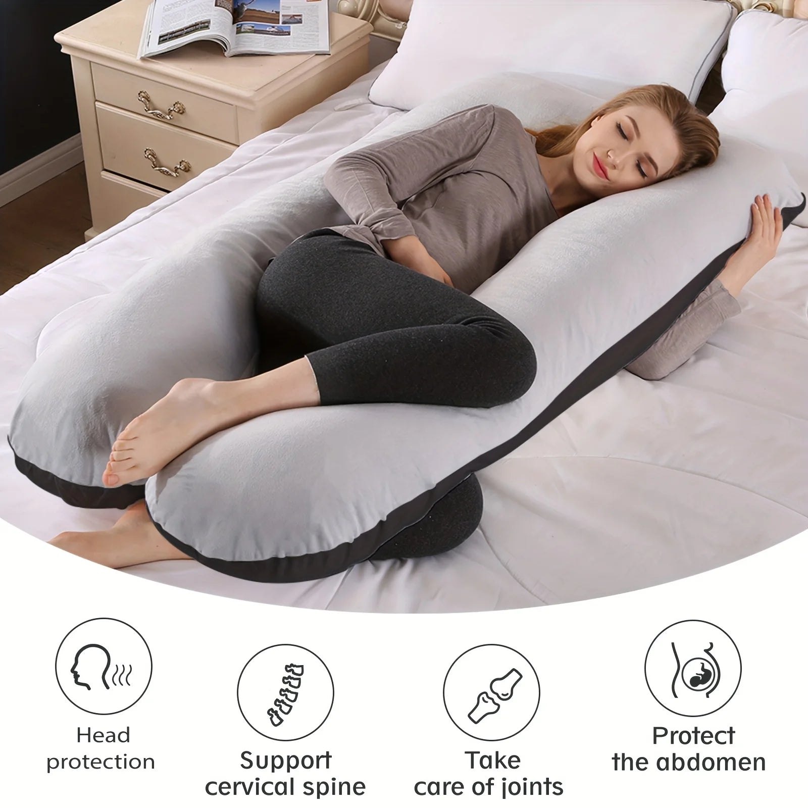 New U-Shaped Extra Large Pregnancy & Adult Luxury Full-Body Maternity Sleep Pillow, Ideal for Side Sleepers