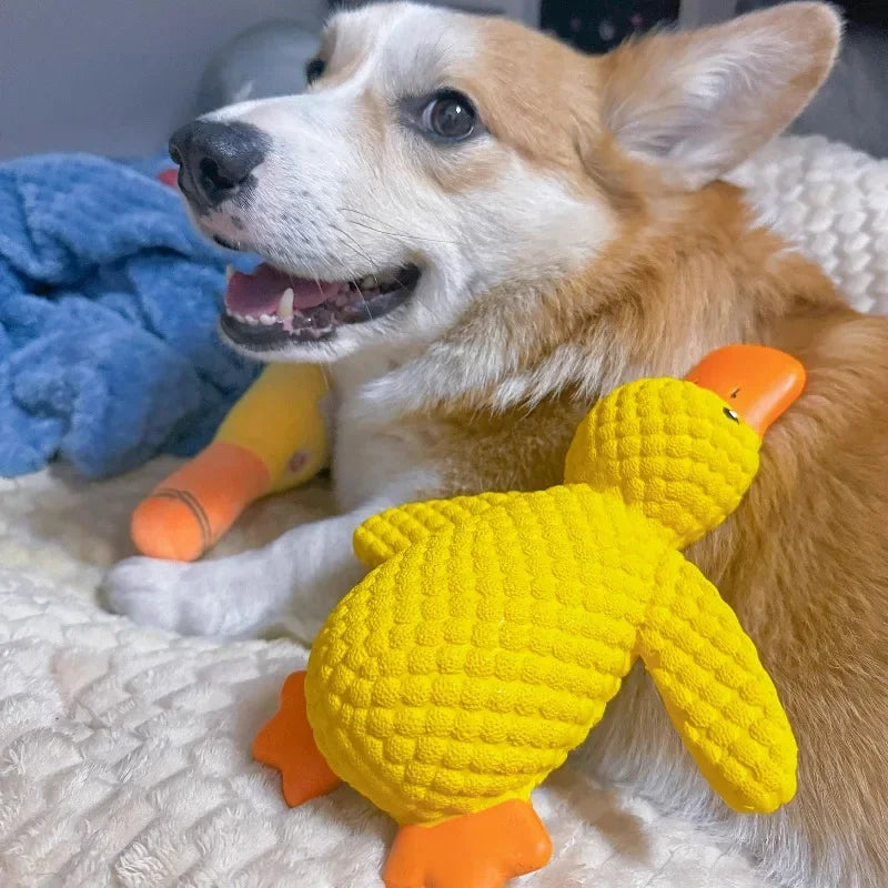 Resistant Grinding Dog Toy Interactive Entertainment Pet Plush Toy Durable Bite Proof Chew Stress Relief Squeaky Duck Design