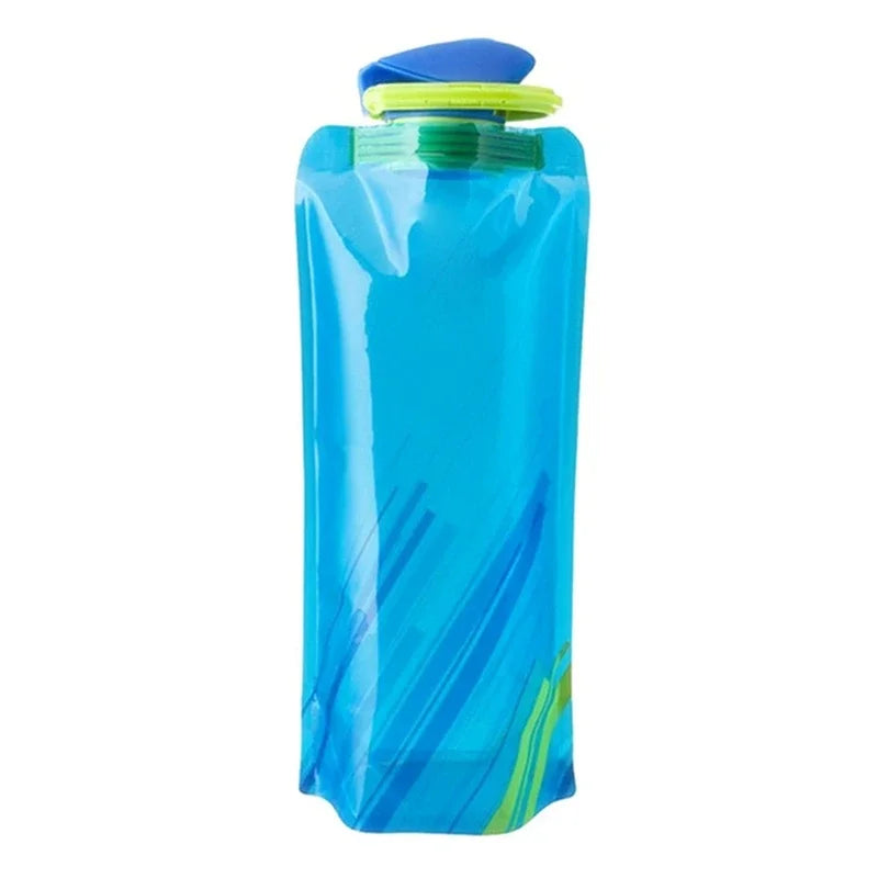 700ml Foldable Water Bottles Flexible Reusable Travel & Camping Water Bottle Water Pouch Soft Flask Water Bag With Carabiner Clip