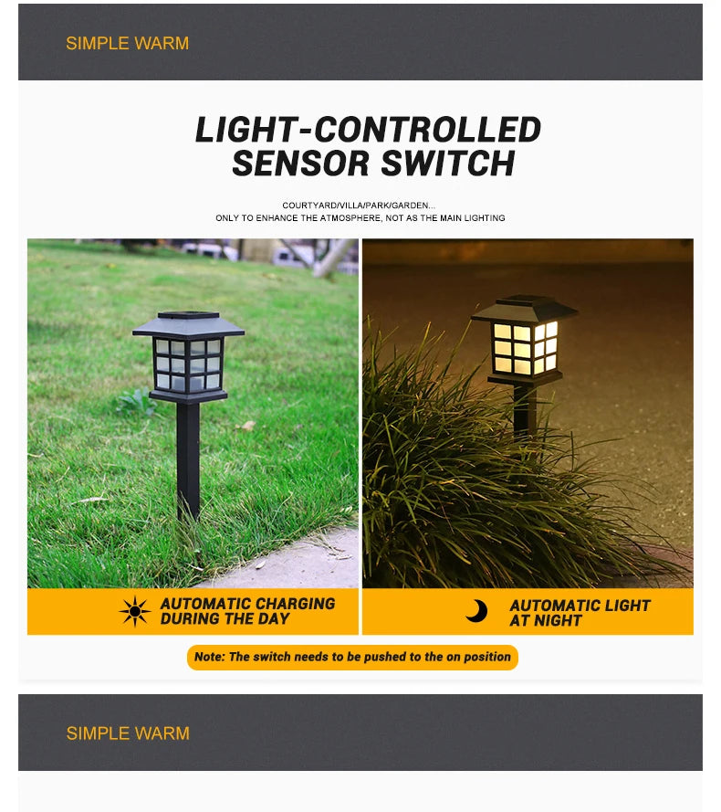 Solar Outdoor Lawn Lights Retro House Shaped Lamp Waterproof Courtyard Garden Decoration Night Lamp Inserted Small Palace Lights