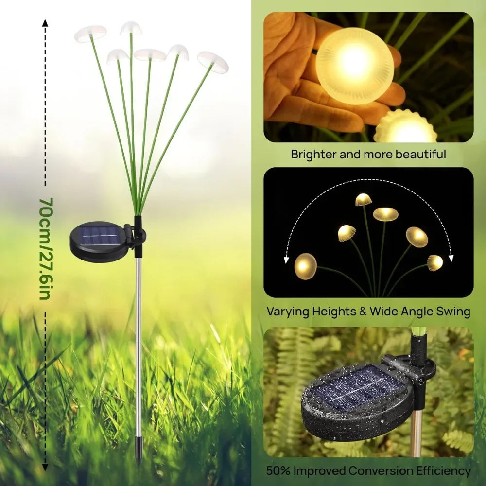Solar Garden Lights Outdoor LED Solar Mushroom Lights Waterproof Decor Yard Patio Pathway Jellyfish for Garden Ambiance