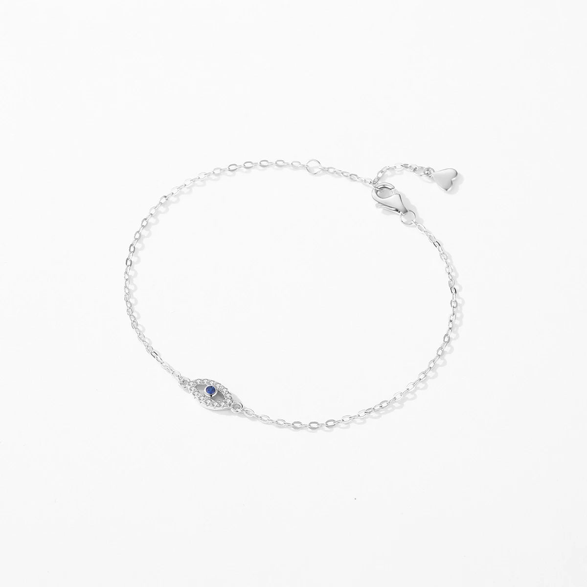 MODIAN 925 Sterling Silver Delicate Lucky Blue Eye Adjustable Bracelet Simple Chain Link For Women Pave Setting CZ Fine Jewelry