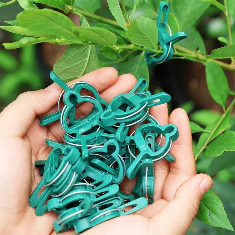 Garden Plant Support Clips Reusable Green Plastics Clips Climbing Plants Tomato Vine Support Clip Secure Growth Fixation Tools