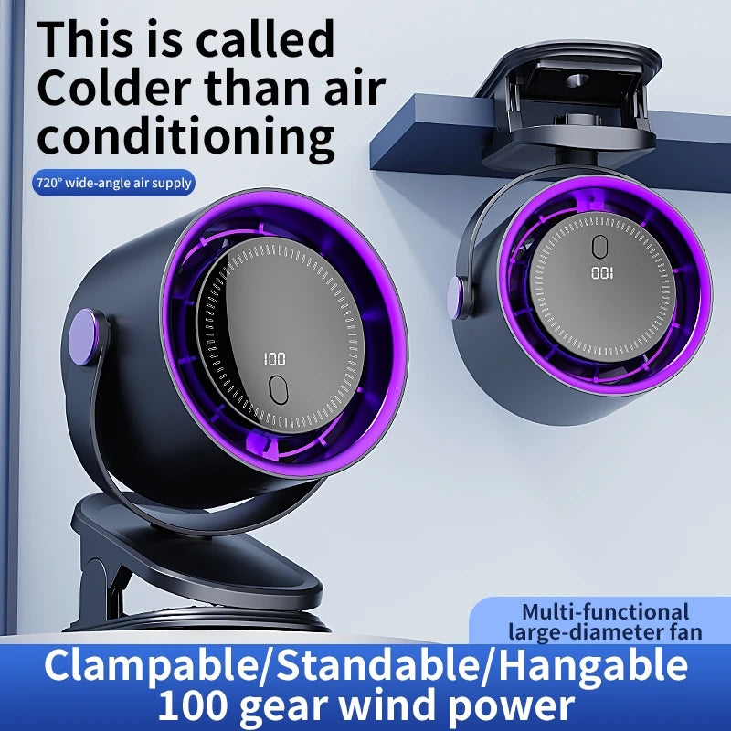 Multi-functional Circulating Fan With Clip 3-in-1 Turbo Fan Electric High-speed Clip Fan 100 levels of free adjustment Mini Fan