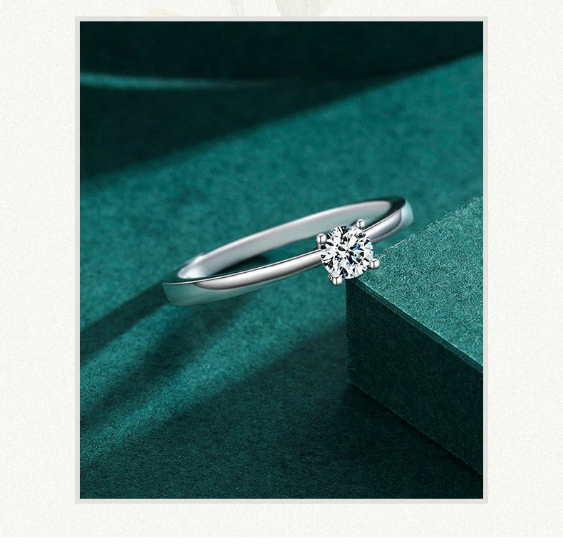 Modian 925 Sterling Silver 10 Hearts Clear CZ Simulated Diamond Simple Wedding Bands Ring For Women Statement Engagement Jewelry