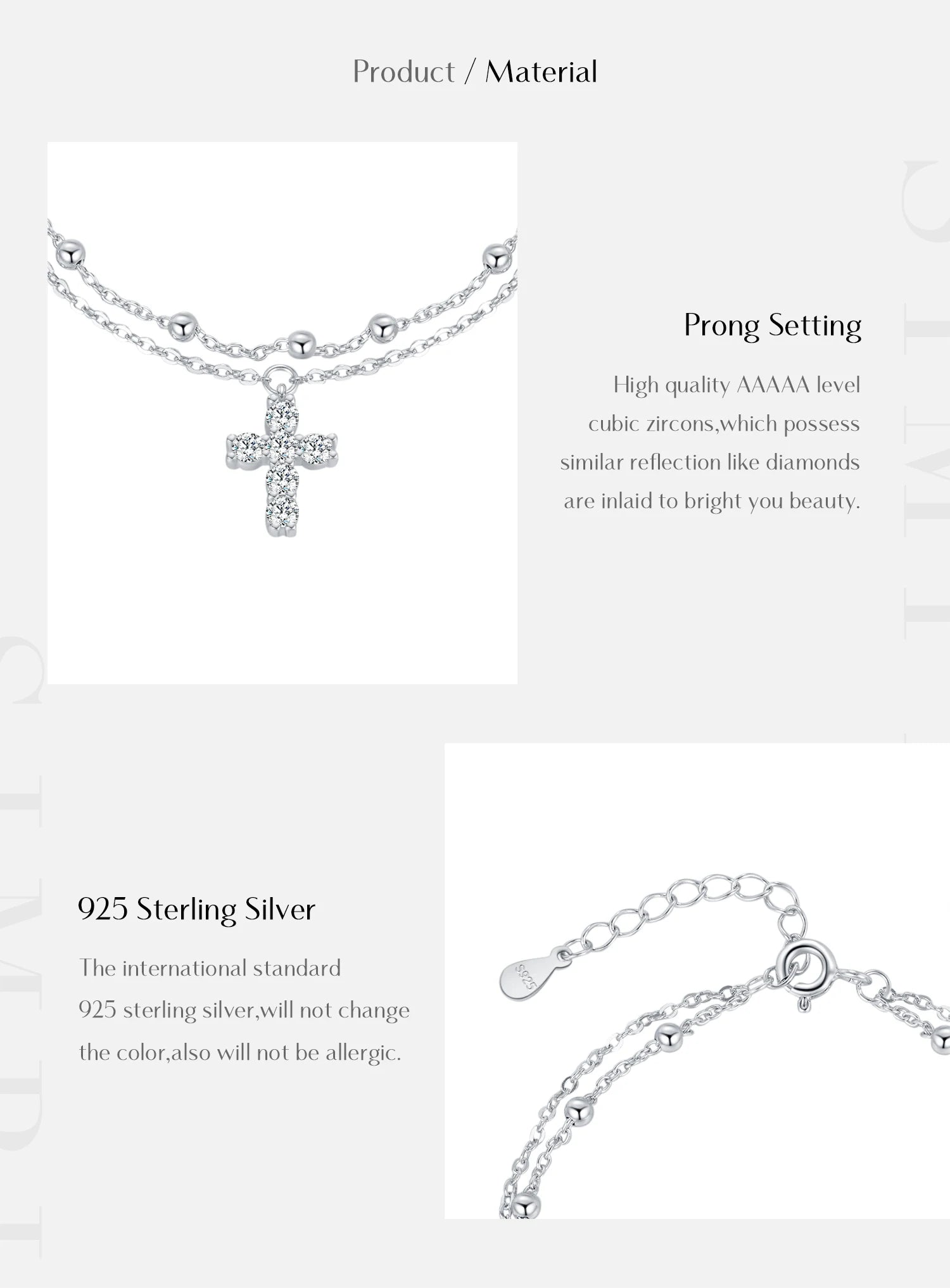 MODIAN Exquisite Cross CZ Bracelet 925 Sterling Silver Stackable Double Layer Link Chain Beads Bracelets For Women Fine Jewelry