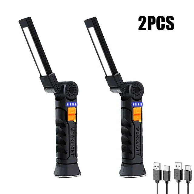 USB Rechargeable COB LED Flashlight Work Light Magnetic Torch Portable Hanging Lamp with Built-in Battery Camping Torch