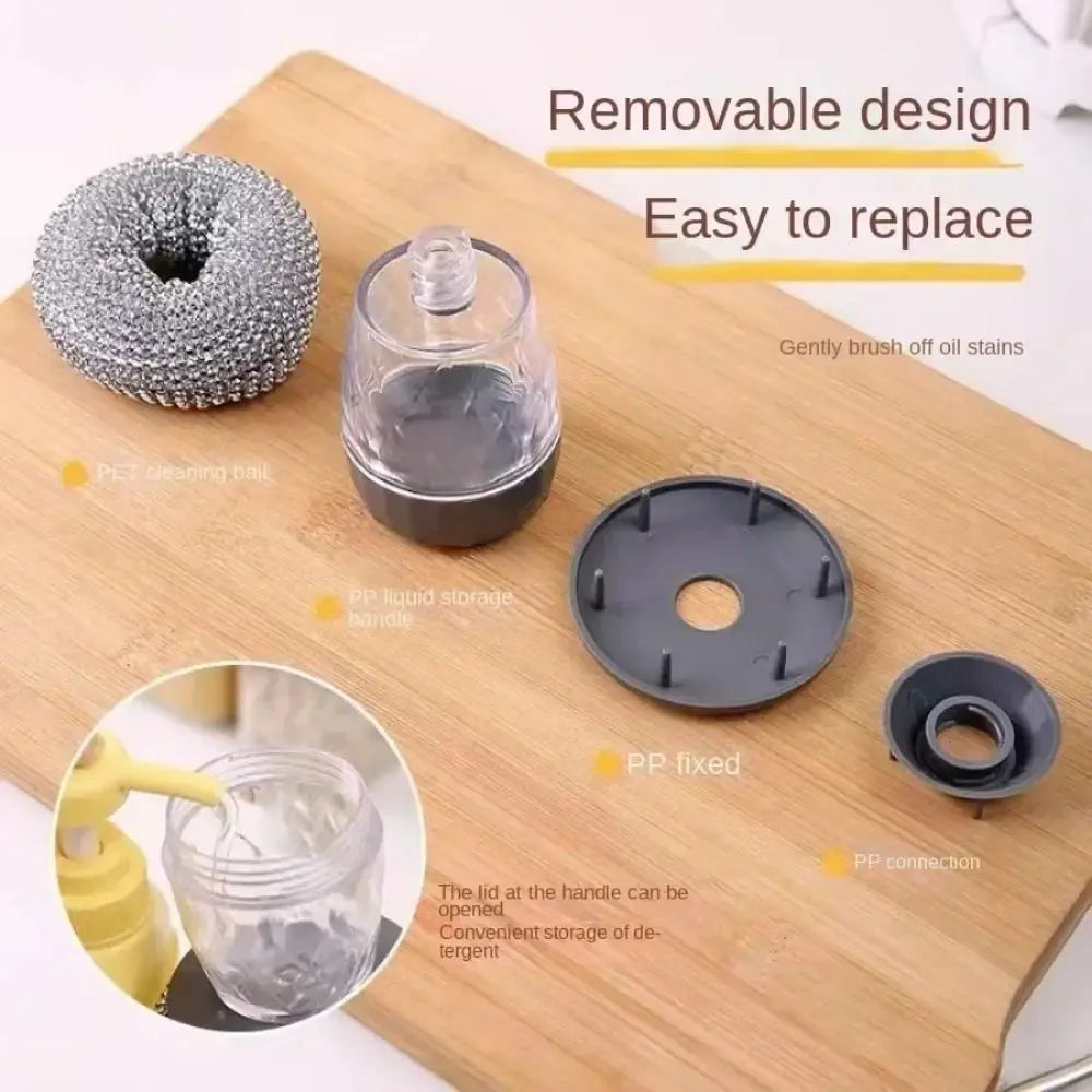 Creative Dish Cleaning Brush Liquid-added Ball Press Type Pot Brush Scrubber Liquid Filling Detergent