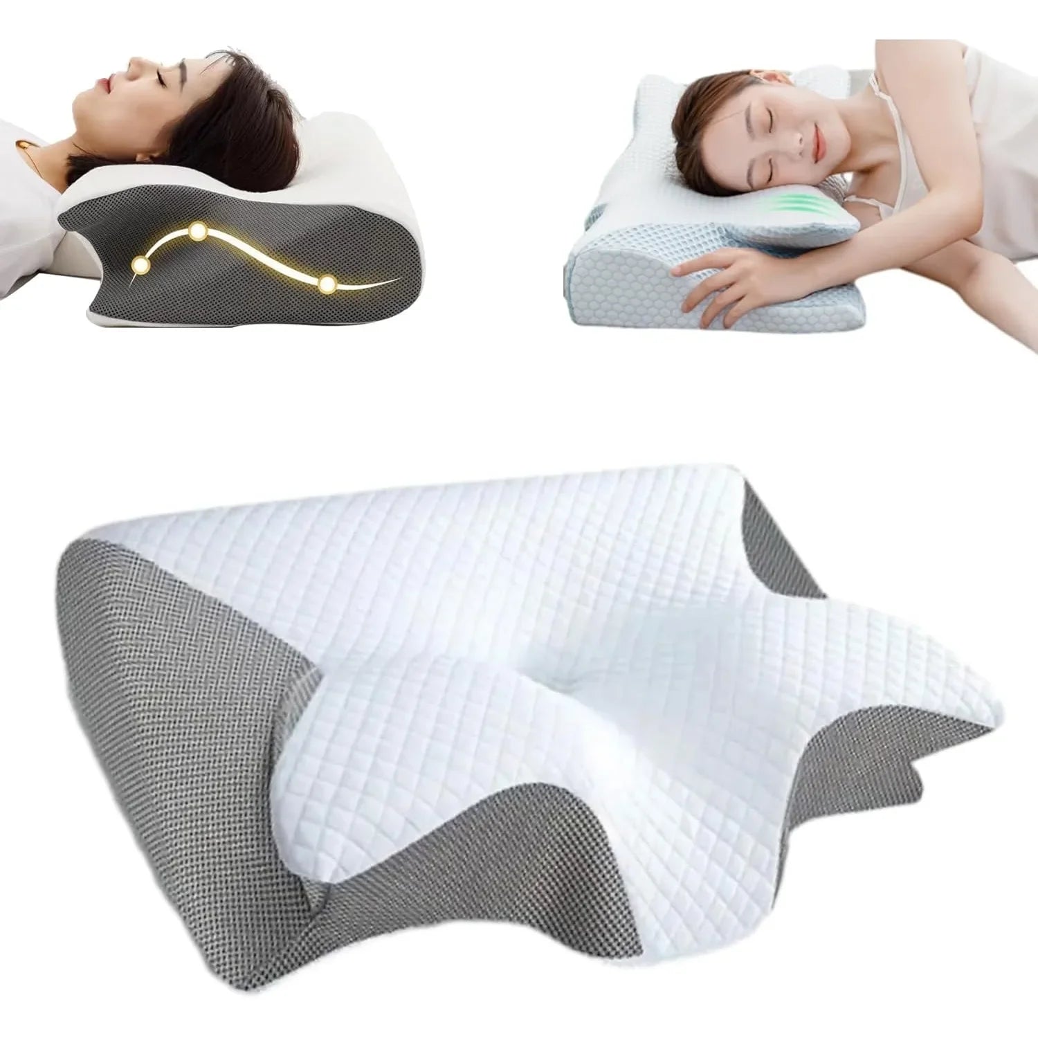 Stitching Color Pillow Memory Foam Cervical Ergonomic Contoured Orthopedic Relaxing Cervical Pillow Versatile Support Pillow