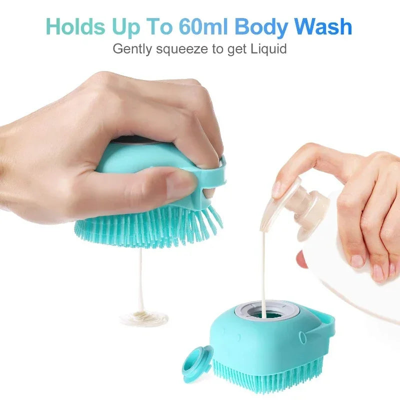 Cat Massage Comb Pet Dog Shampoo Brush 2.7oz 80ml Grooming Scrubber  for Bathing Short Hair Soft Silicone Rubber