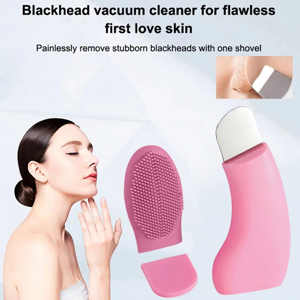 2 in 1 Facial Blackhead Removal Tool Silicone Face Scraper for Deep Cleansing Face Spatula Nose Whitehead Remover Skin Care Tool