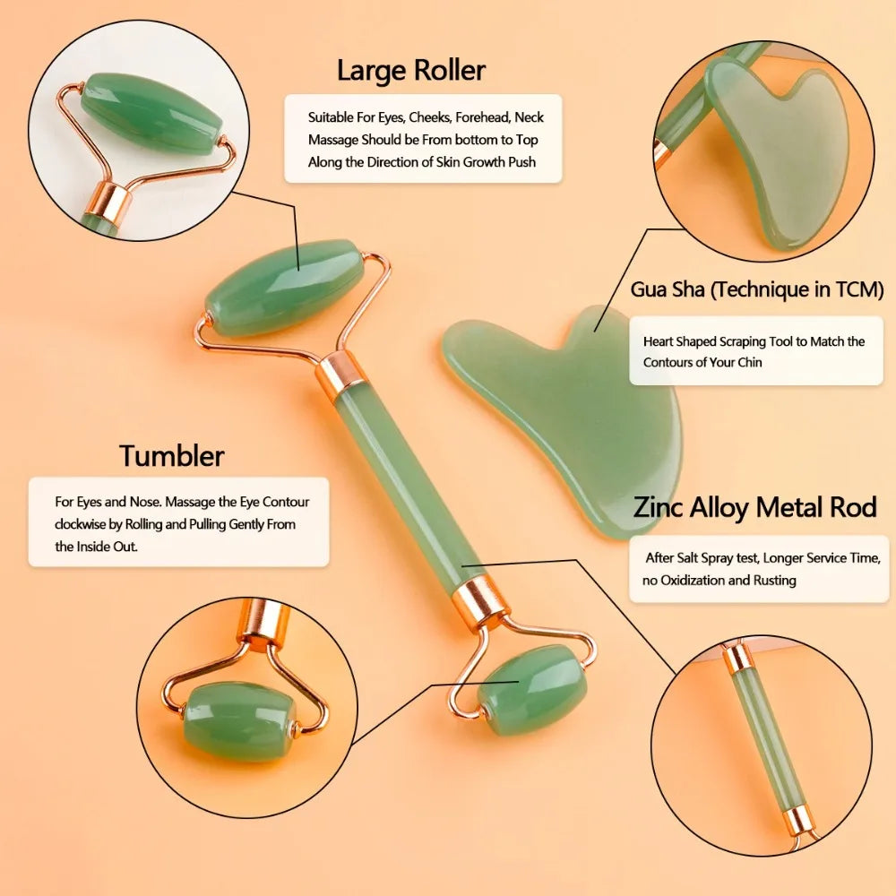 Resin Face Roller Guasha Board Set Facial Massager Beauty Scraping Massage Roller Face Lifting Neck Body Skin Care Tools