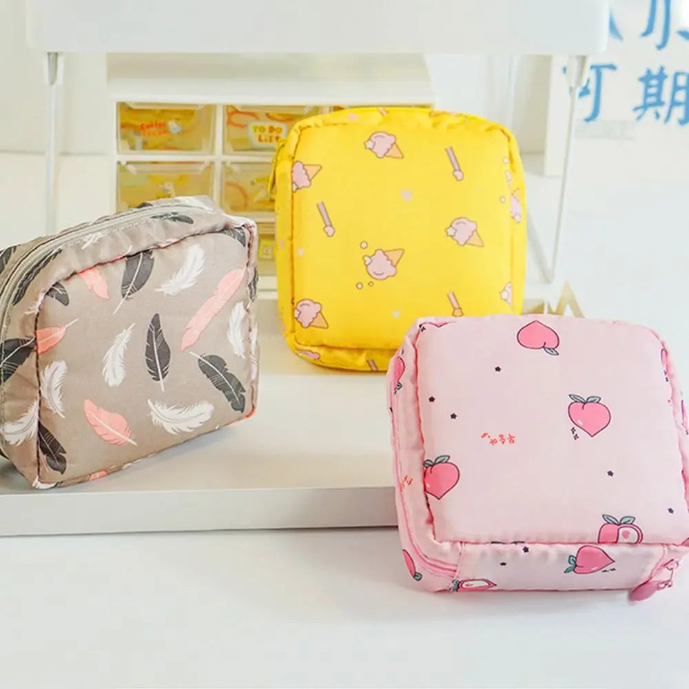 Napkin Credit Card Holder Makeup Organizer Headphone Case Sanitary Mat Bag Sanitary Bag Change Purse Tamper-Proof Storage Bag