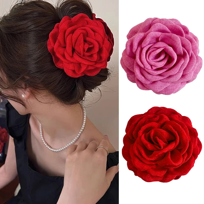 Fabric Rose Flower Hair Claw Clips For Women Girls Hair Clip Barrette Hairpins Hair Clamps Headwear Hair Accessories Gift