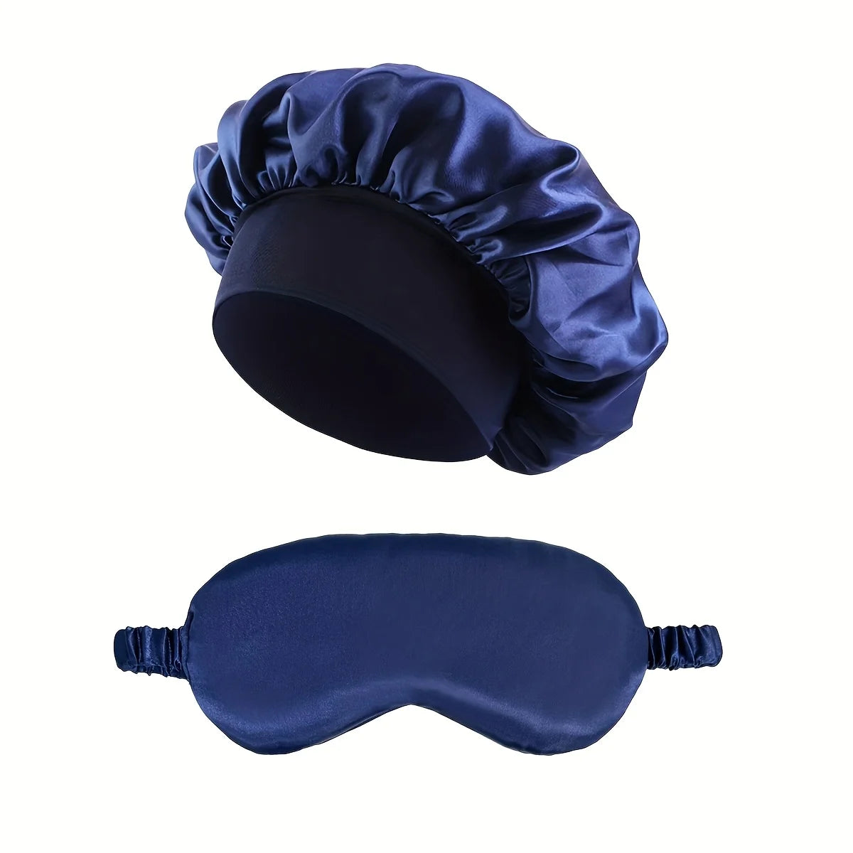 2PCS Satin Bonnet Sleep Cap Eye Mask Set Women Night Care Hair Wrap Sleeping Mask Silk Soft Comfortable Travel Rest Gift