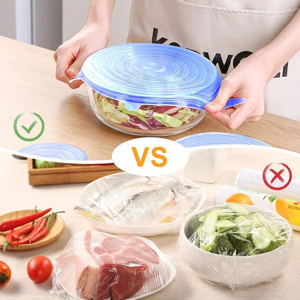 Adjustable Elastic Silicone Caps Refrigerator For Kitchen Accessories Cover Adaptive Kitchen Storage Organization Food Dishes