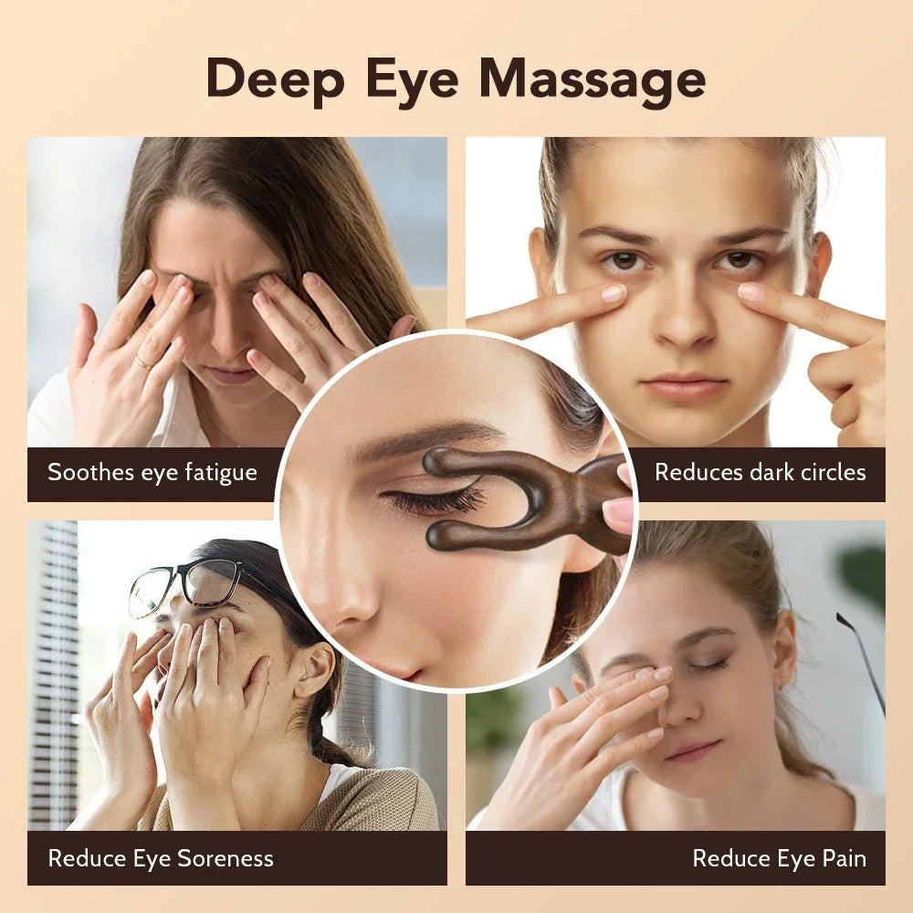 Wooden Gua Sha Facial Tools  Head Massager Sandalwood Wood Massage Tool for Eye Face Nose  Wood Therapy Massage Acupressur Tools