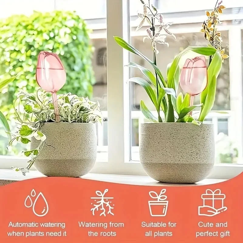8/1x Tulip-Shaped Watering Globes Effortless Self-Watering Solution for Garden Indoor Outdoor Plants Irrigation of Potted Plants