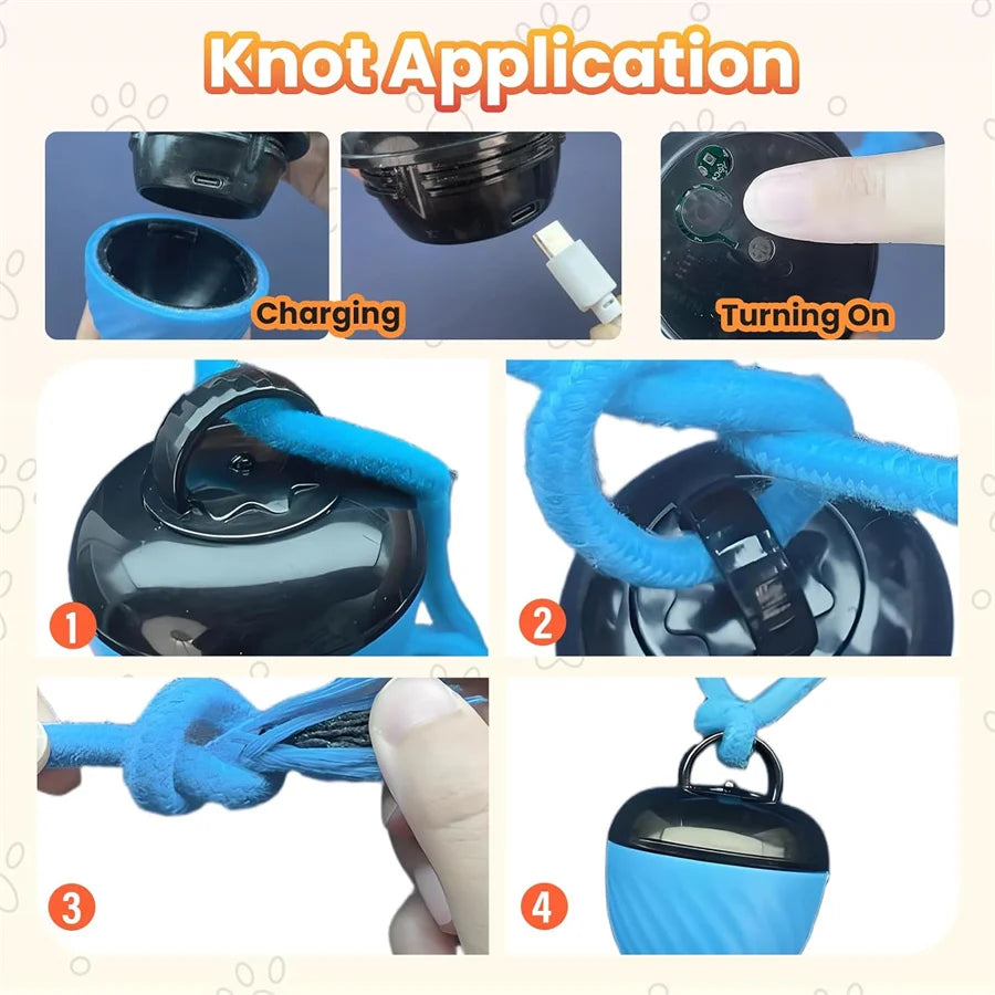 Interactive Smart Dog Balls Toys Sport Bite Resistant USB Charging Tail Rope Mobile Ball with Light Barking for Small/Medium Dog