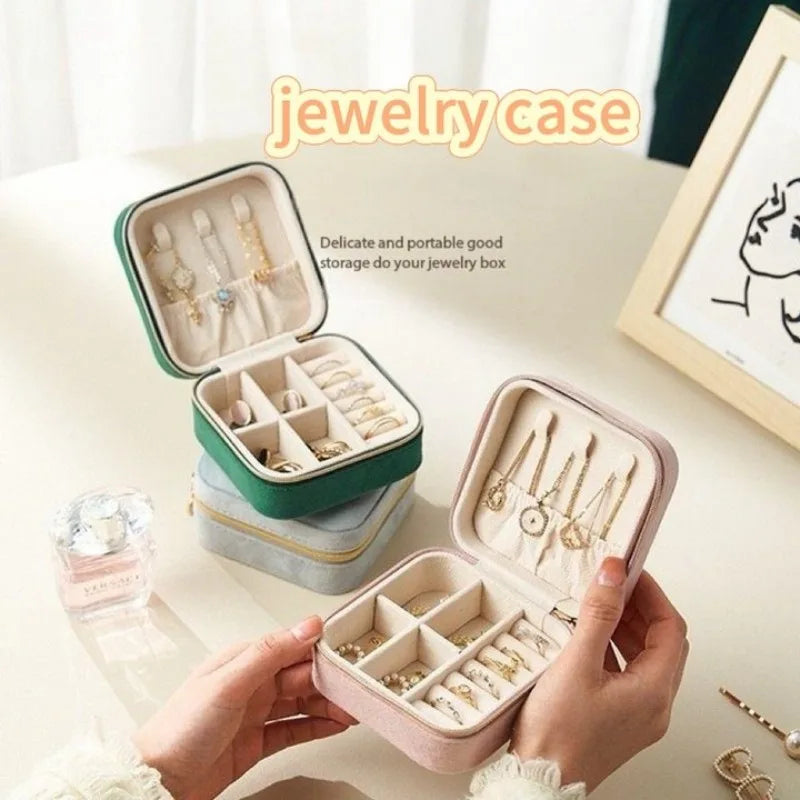 Portable Jewelry Storage Box Travel Organizer Jewelry Case PU Leather Storage Earrings Necklace Ring Jewelry Organizer Display