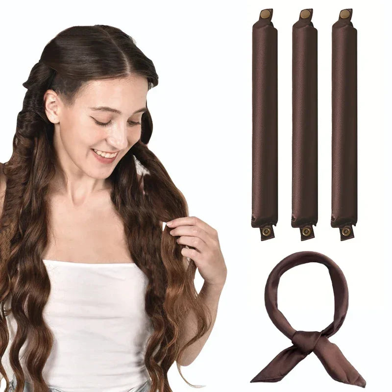 No Heat Hair Rollers Heatless Hair Curler Curling Rod Headband Satin Lazy Curls Soft Curlers Sleeping Flexi Rods Styling Tools