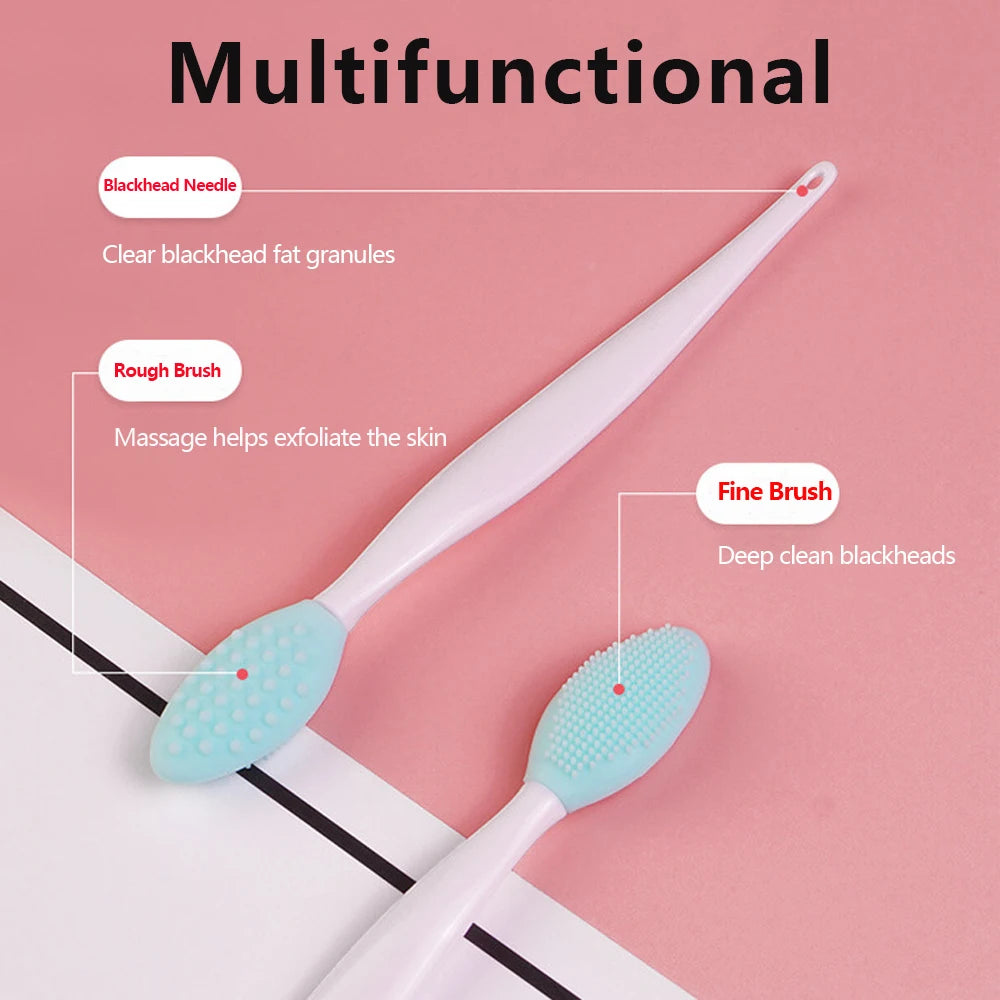 Beauty Skin Care Wash Face Silicone Brush Exfoliating Nose Clean Blackhead Removal Brushes Tools With Replacement Head