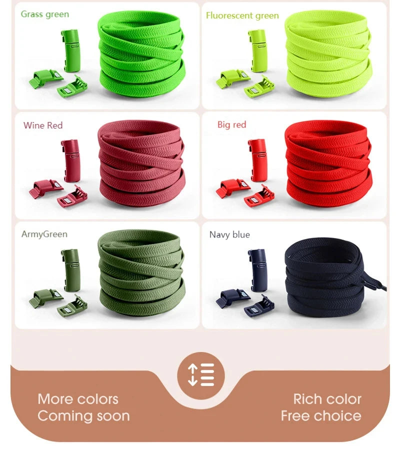 1 Pair Magnetic Locking Shoelaces Without Ties Sneakers Elastic Laces Children Adults Quick on/Off Shoelaces Shoe Accessories