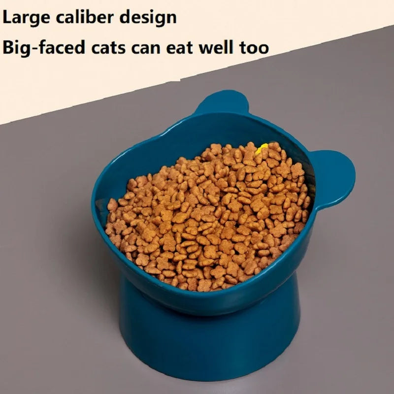New Elevated Cat Bowls Stress Free Feeder and Waterer with Base Anti-Vomiting Tilted Raised Nonslip No Spill Pet Bowls