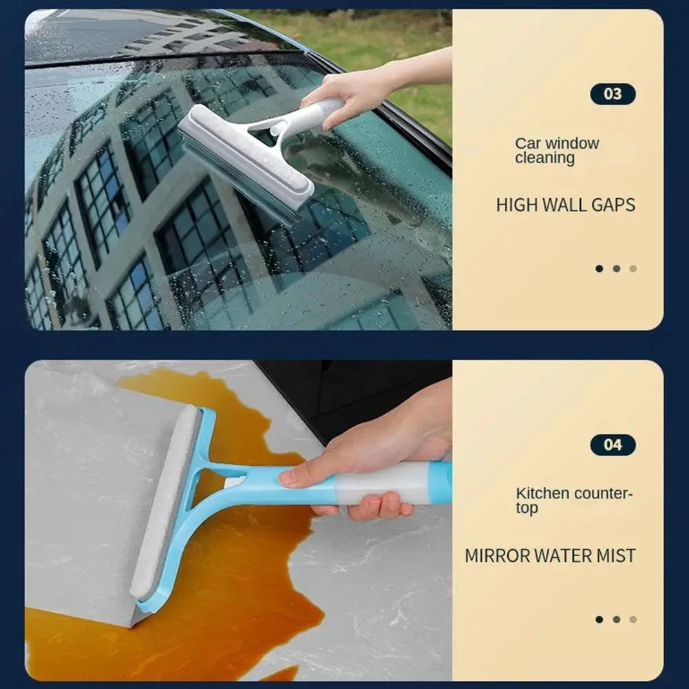 Household Multifunctional Glass Wiper With Watering Can Glass Cleaning Tool 3-In-1 Mirrors Glass Scraper Motorcar Window Scraper