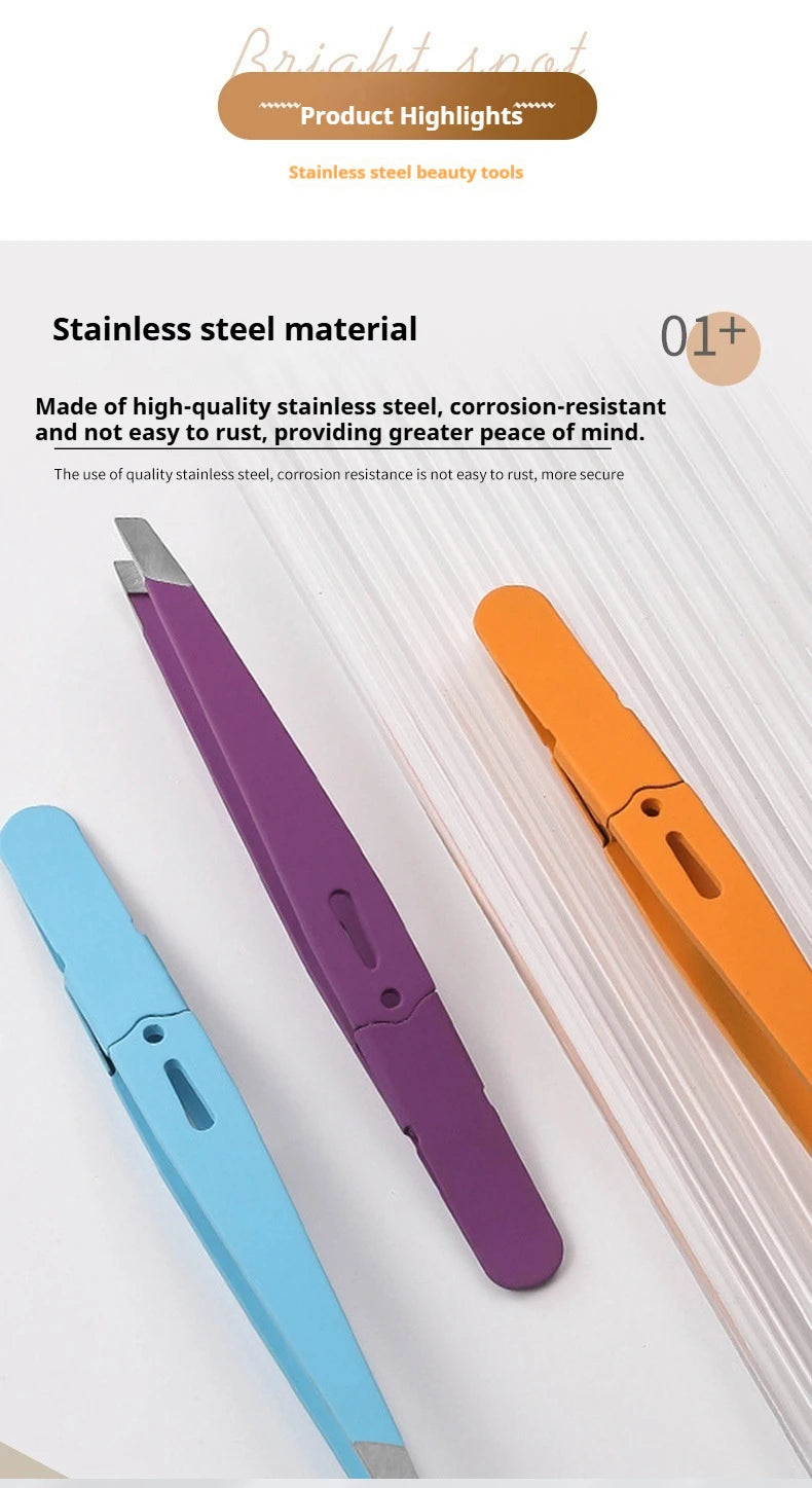 Colorful Eyebrow Tweezer High-Quality Stainless Steel Hair Beauty Fine Hairs Puller Slanted Eye Brow Clips Removal Makeup Tools