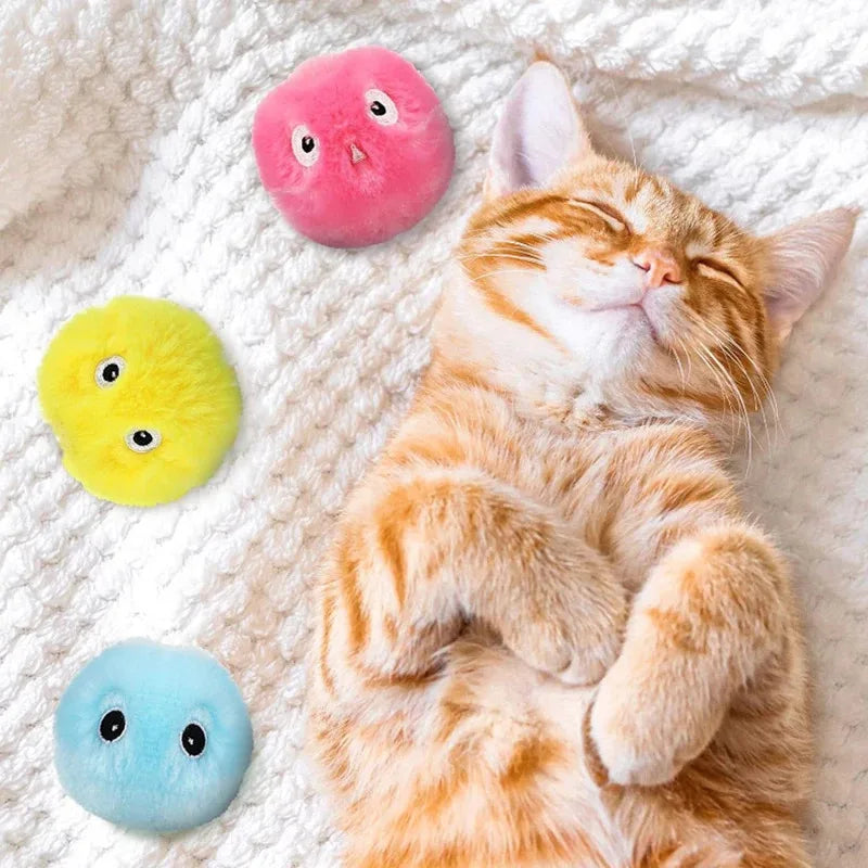 Interactive Ball Smart Cat Toys Plush Electric Catnip Training Toy Kitten Touch Sounding Pet Product Squeak Toy Ball