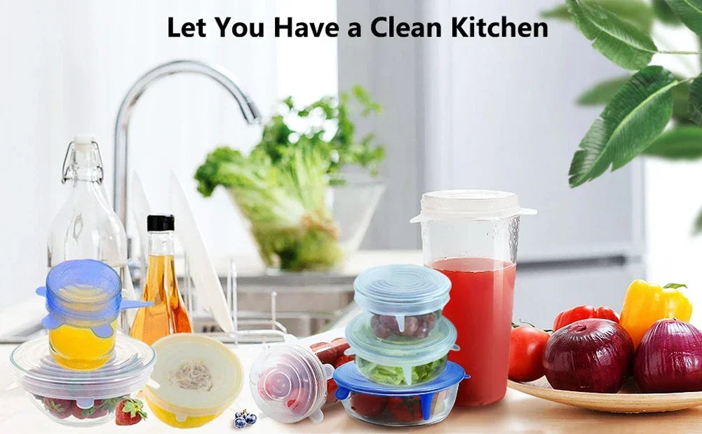 Adjustable Elastic Silicone Caps Refrigerator For Kitchen Accessories Cover Adaptive Kitchen Storage Organization Food Dishes