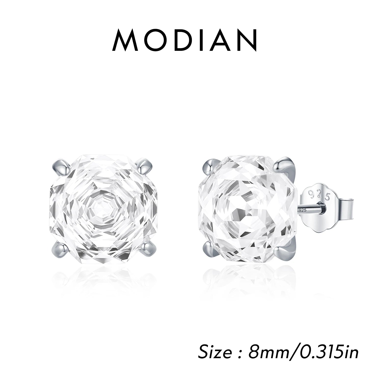 MODIAN 925 Sterling Silver Polygon Multi-Color Rose Cut Cubic Zirconia Luxury Stud Earrings For Women Party Fine Jewelry