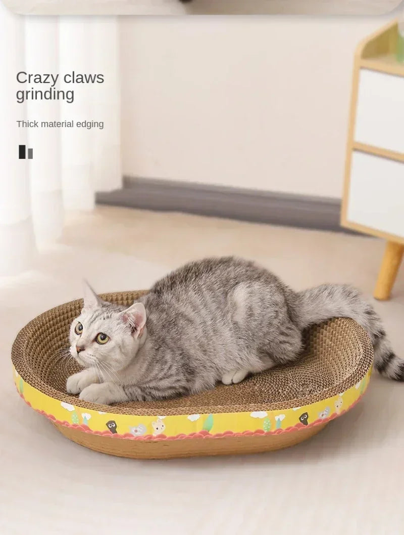Pet Bed for Cat Supplies Claw Grinding Toys for Cats Oval Corrugated Paper Protective Furniture Cat Scratching Board Accessories