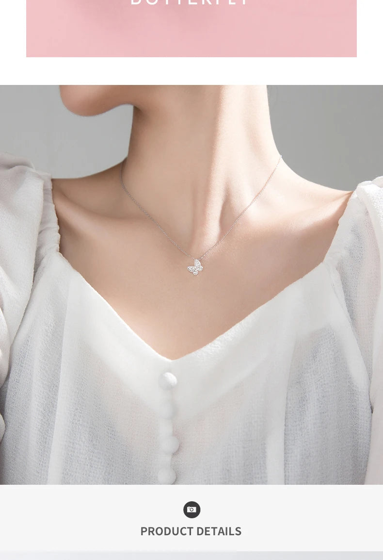Modian New 925 Sterling Silver Sparkling Zircon Dancing Butterfly Tiny Mini Pendant for Women Fine Jewelry Birthday Gift