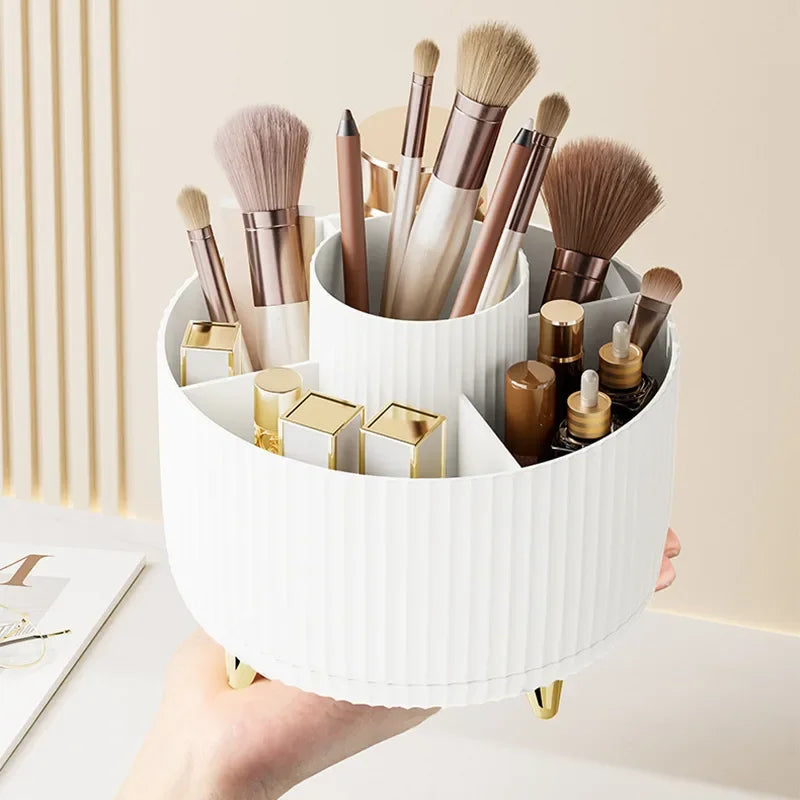 Brush Pen Holder 360 Rotating Makeup Desktop Cosmetic Storage Box Organizer Large Capacity for Bathroom Portable Lipstick Makeup