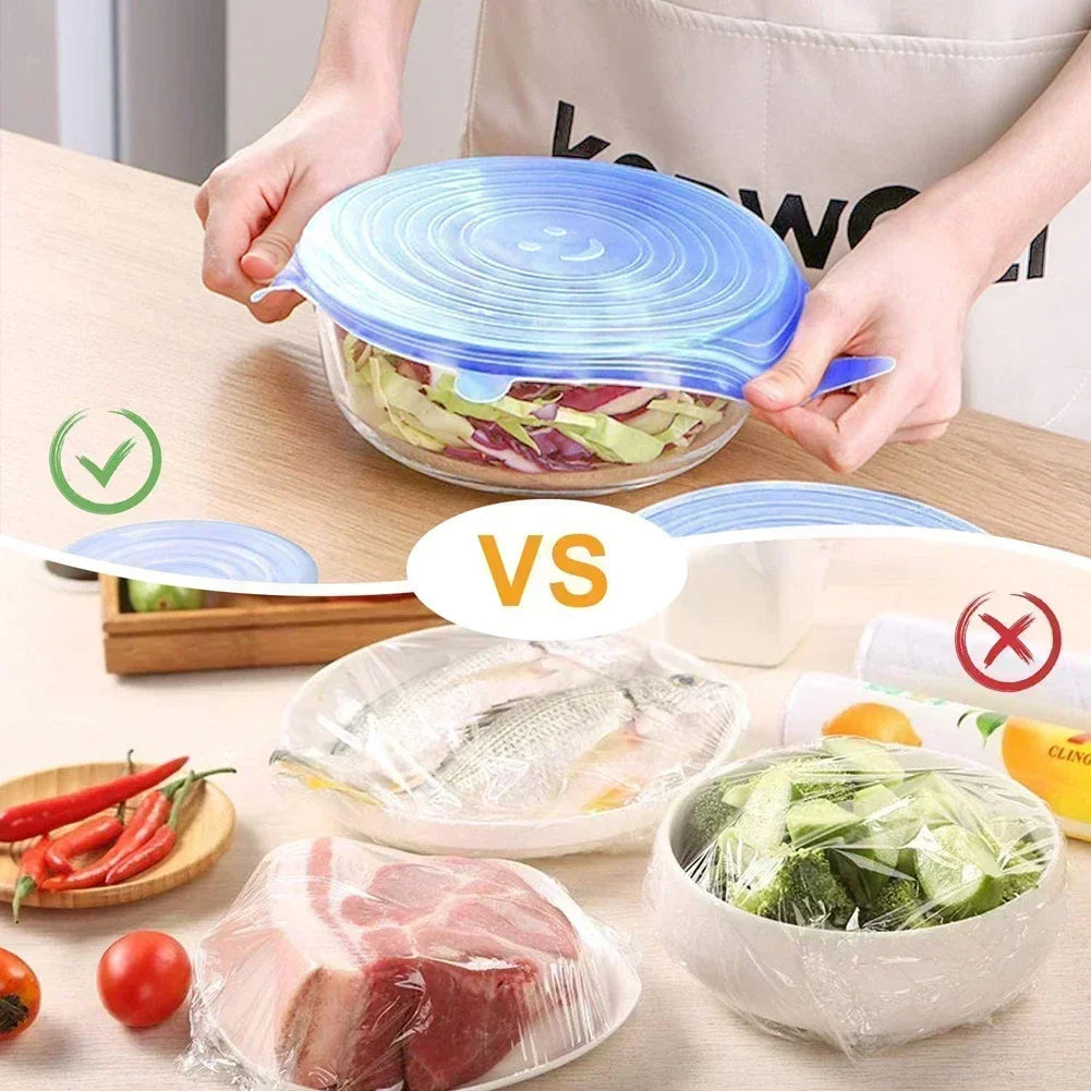 Adjustable Elastic Silicone Caps Refrigerator For Kitchen Accessories Cover Adaptive Kitchen Storage Organization Food Dishes