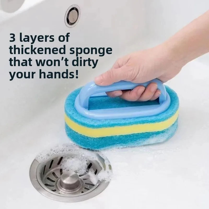 Sponge Cleaning Brush With Handle Bathtub Tile Scrub Brush Kitchen Bathroom Cleaning Sponge Brush Household Cleaning Supplies