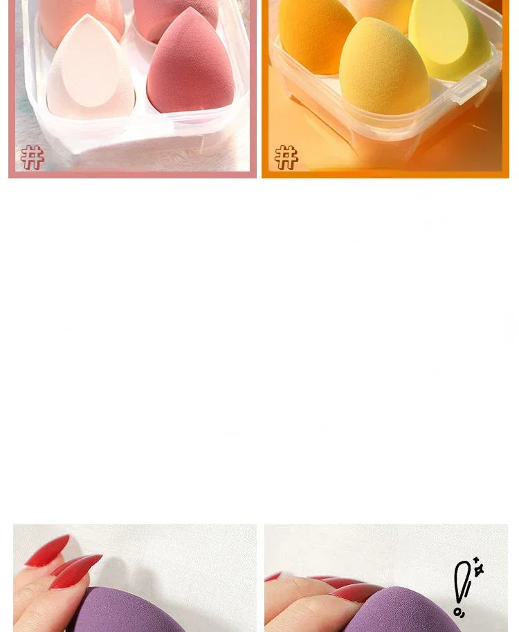 4pcs Makeup Sponge Cosmetic Puff Dry and Wet Combined Cosmetic Egg Women Foundation Powder Puff Bevel Cut Makeup Sponges