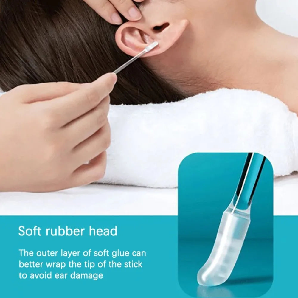 24Pcs Disposable Silicone Ear Wax Remover Safe Sticky Ear Pick for Kids Adults Reusable Ear Cleaner Adhesive Earpick Swabs Tools