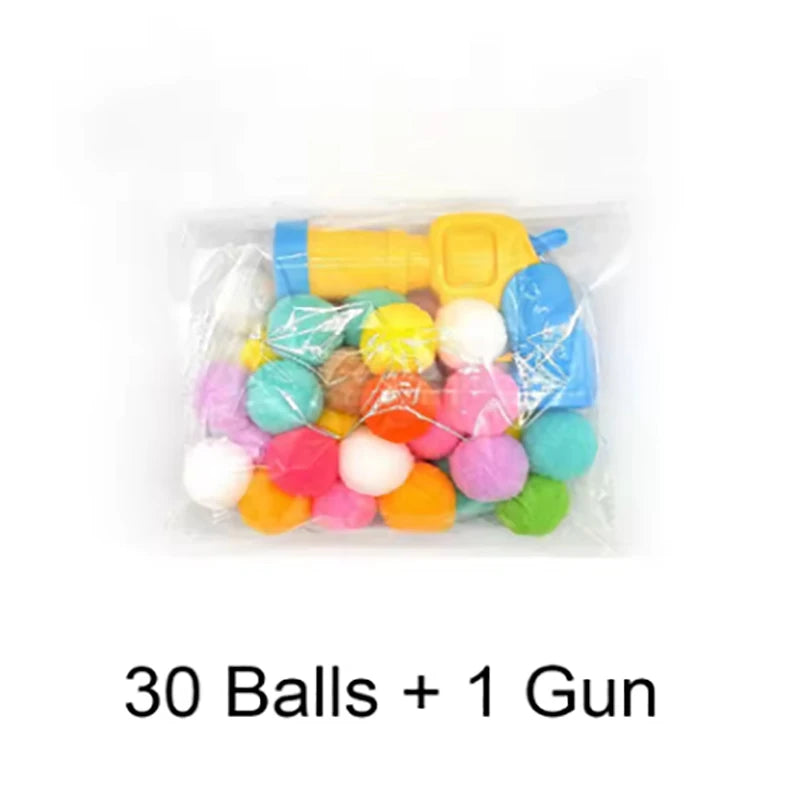 Cat toy interactive shooting training toy creative mini shooting gun game plush ball toy suitable for cats to play at home