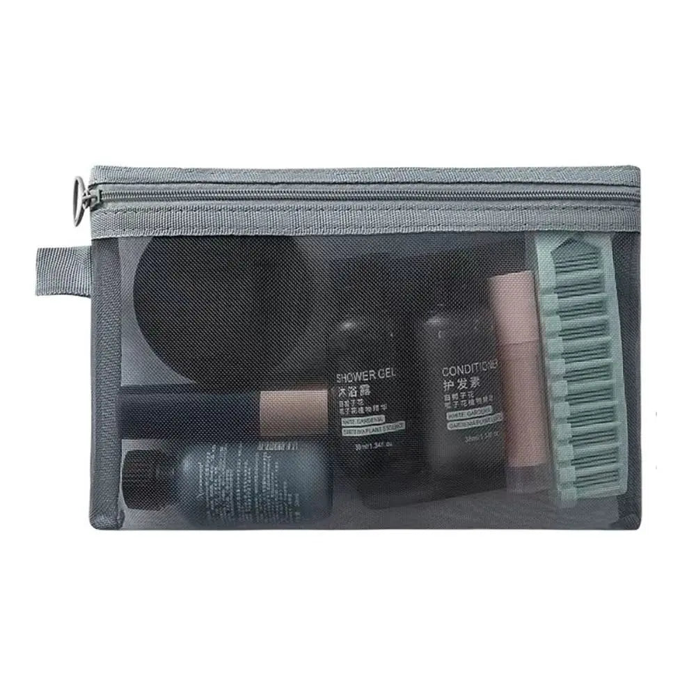 Fashion Large Capacity Mesh Cosmetic Bag Square Bag Zipper Bag Makeup Bag Pencil Cases Wash Pouch Cosmetic Cases Ladies