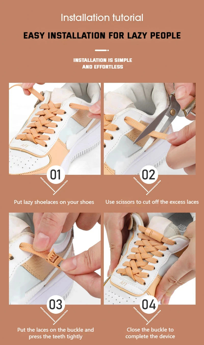 1 Pair Magnetic Locking Shoelaces Without Ties Sneakers Elastic Laces Children Adults Quick on/Off Shoelaces Shoe Accessories