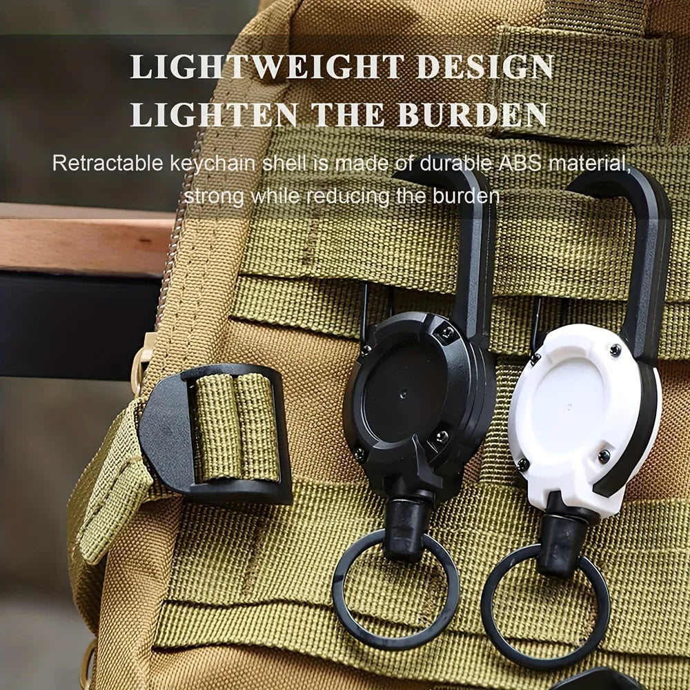 Retractable Heavy Duty Pull Reel Carabiner Key Chains Strong Steel Wire Rope Buckle Spring Key Ring Outdoor Sporty Keychain Tool