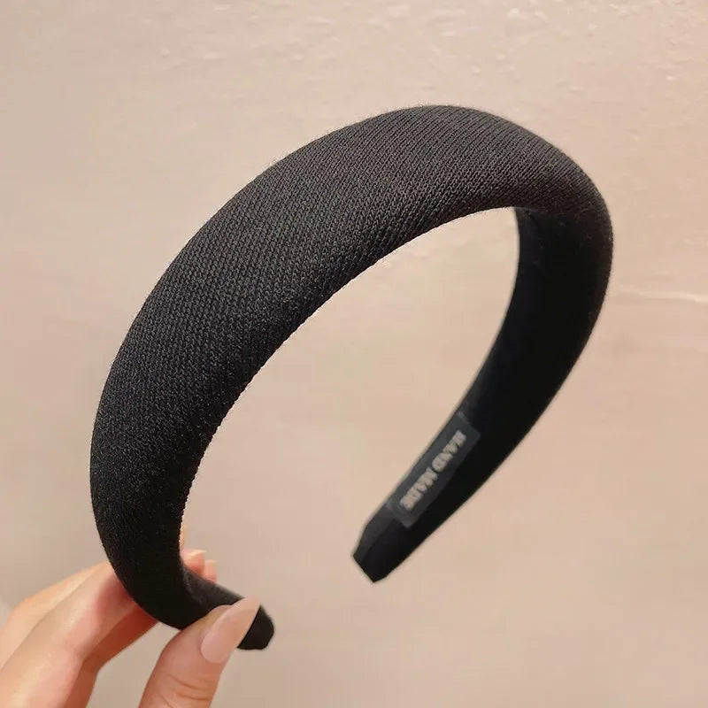Fashion Padded Headbands For Women Wide Velvet Bezel Hair Band Hair Hoop Girl Sponge Thick Solid Color Hair Accessories Headwear