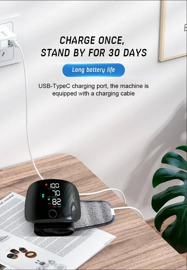 New Touch LED Rechargeable Blood Pressure Wrist Monitor