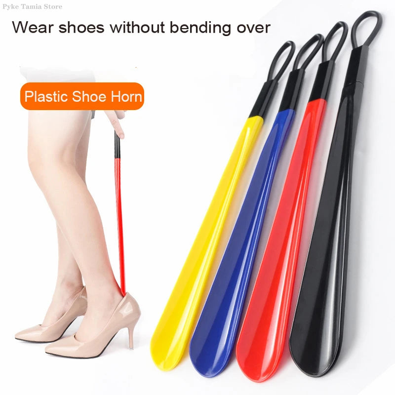 Extra Long Shoe Puller Shoehorn Black Plastic Shoe Horn Lazy Shoe Lifter Flexible Shoes Accessory for Pregnant Backache Elderly