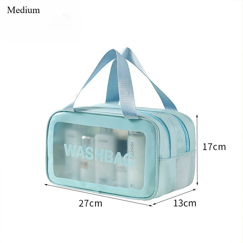 Dry Wet Separation Double Transparent Makeup Bag Portable Cosmetic Organizer Travel Swimming Toiletry Pouch